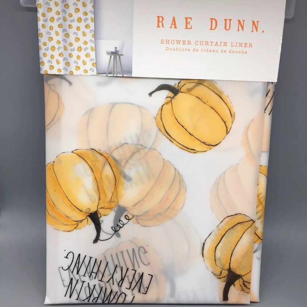 Rae Dunn Pumpkin Everything Shower Curtain LINER Orange Thanksgiving Fall Decor